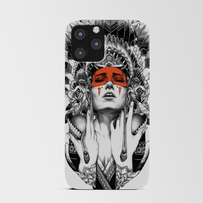 Native American Woman In Traditional Headdress iPhone Card Case