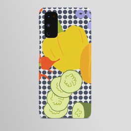 Modern Spring Fruits And Vegetables Salad Navy Dots Android Case