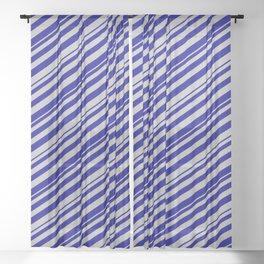 [ Thumbnail: Dark Blue and Grey Colored Lines Pattern Sheer Curtain ]