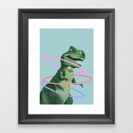 T-Rex the Hula Dancer in Green Framed Art Print