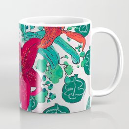 Tropical Lily Bouquet in Delft Vase with Matisse Leaf Cutout Background Mug