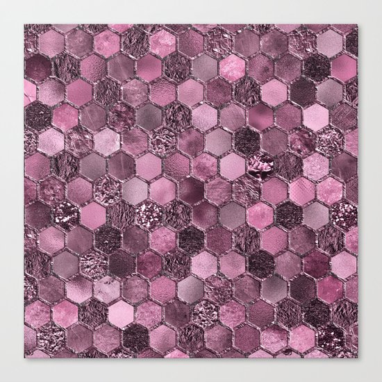 Pink & purple geometric hexagonal elegant & luxury pattern Canvas Print
