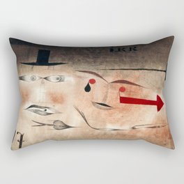 Abstract Red Arrows on White and Gray Rectangular Pillow