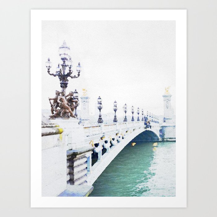 Pont Alexandre III Paris Bridge Watercolor Art Print by Huntleigh ...