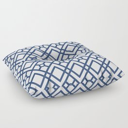 Modern Geometric Diamonds and Circles Pattern Navy Blue and White Floor Pillow