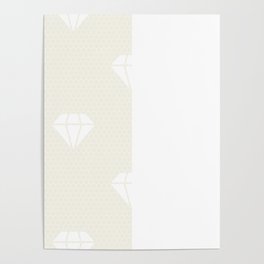 White Diamond Lace Vertical Split on Cream Off-White Poster