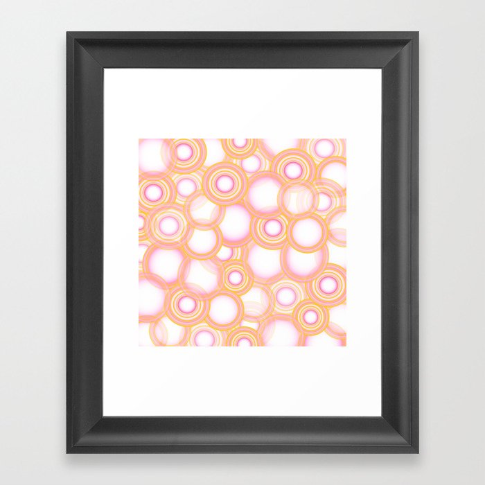 Nion - Colorful Geometric Abstract Circle Art Design Pattern in Orange Framed Art Print