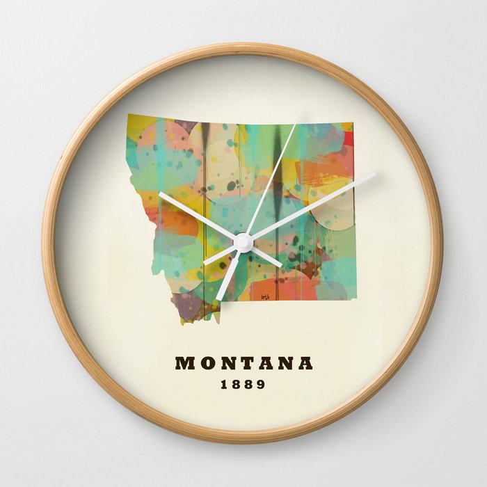 Montana state map modern Wall Clock