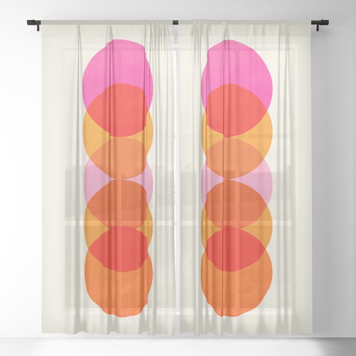 Abstraction_COLOUR_CIRCLES_001 Sheer Curtain