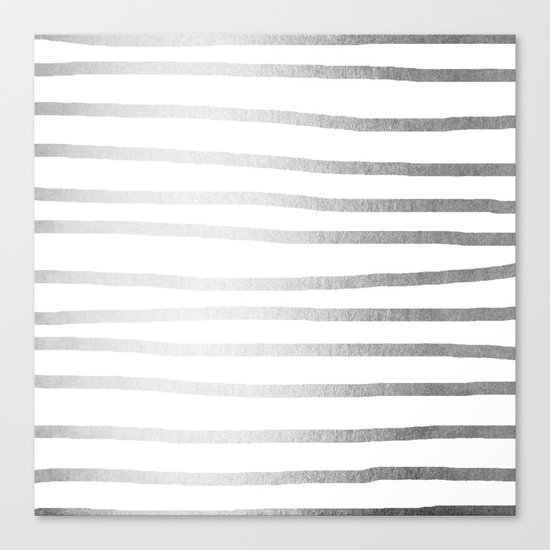 Simply Drawn Stripes Moonlight Silver Canvas Print