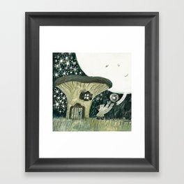 Moon And little gnome Framed Art Print