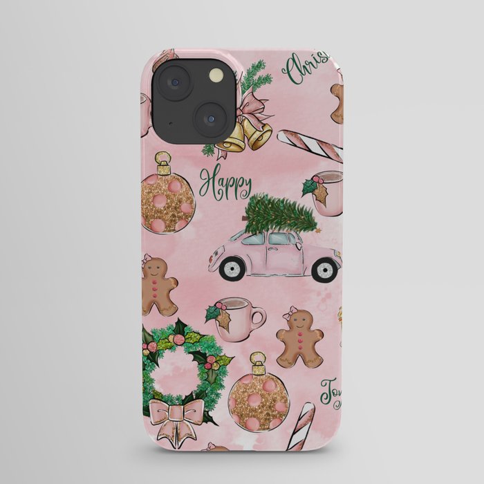 THE VERY PINK CHRISTMAS WATERCOLOR PATTERN iPhone Case