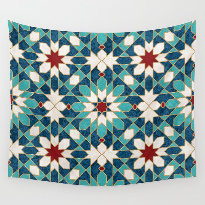 Multicolored Marble Moroccan Mosaic Wall Tapestry