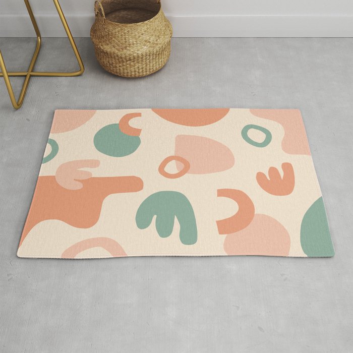 Abstract Shapes on Cream Rug