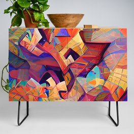 Colorful Distorted Squares Credenza