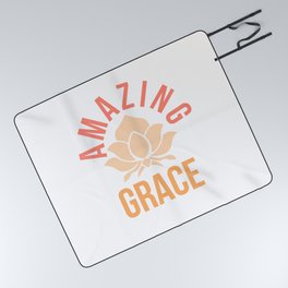 Amazing Grace Christian Religious Quote Picnic Blanket