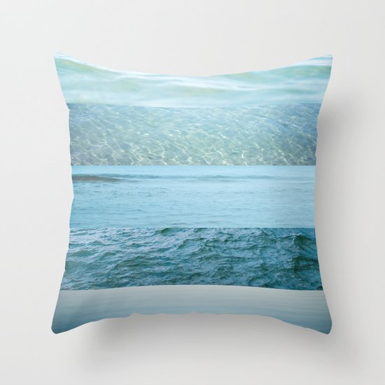 Water Study abstract blue waves Throw Pillow