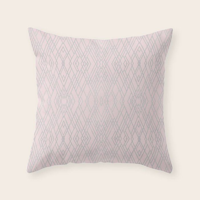 Art Deco Pink and Silver Throw Pillow by projectm Society6