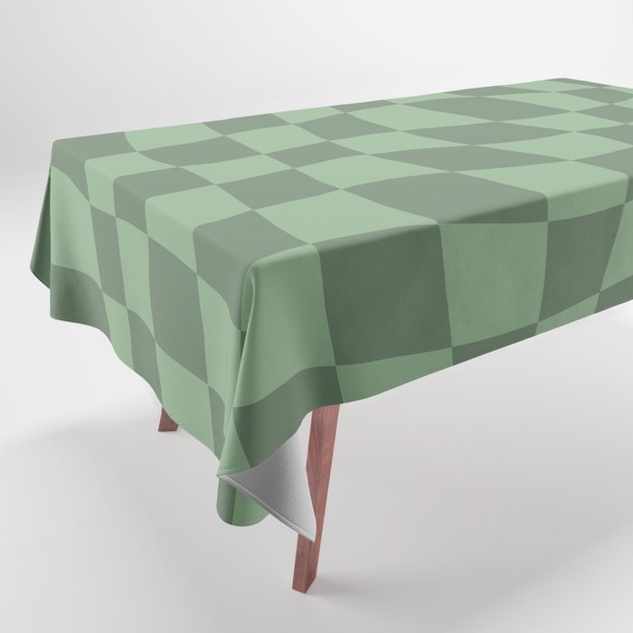 Warped Checkered Pattern (sage green) Tablecloth