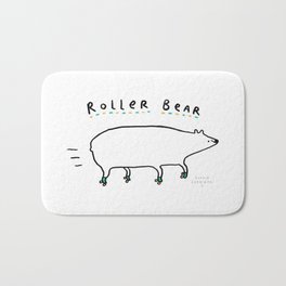 Roller Bear Bath Mat | Sketch, Polarbear, Punk, Rollerblade, Animal, Polar, Rollerbear, Bears, Outline, Bear 