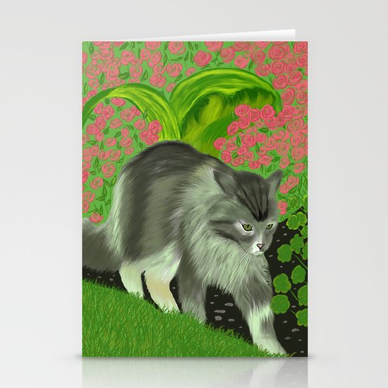 Cat In The Garden Stationery Cards