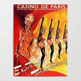 1920's Cabaret Art Deco vaudeville flapper can-can showgirls review vintage advertisement poster Poster