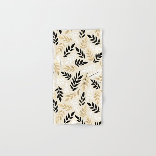 Black, White & Gold Fronds Hand & Bath Towel