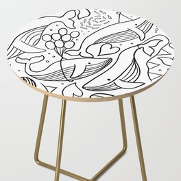 Humpback Whales Black And White Pattern Side Table