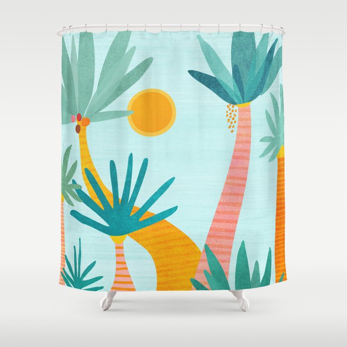 Tropical Island Whimsy Shower Curtain
