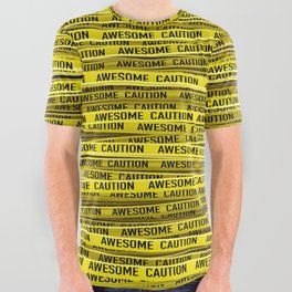 AWESOME, use caution / 3D render of awesome warning tape All Over Graphic Tee
