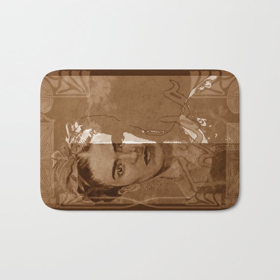 Frida Kahlo - between worlds - sepia Bath Mat