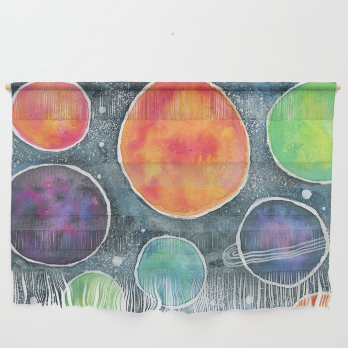 Watercolor Space Illustration Wall Hanging