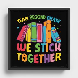 Team Second Grade We Stick Together Framed Canvas
