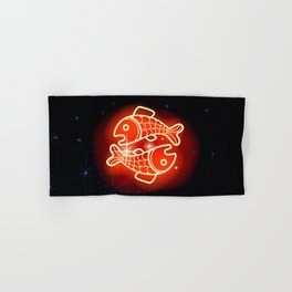 Zodiac red neon — Pisces Hand & Bath Towel