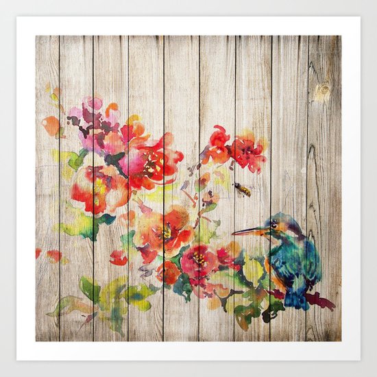 Spring on Wood 04 Art Print