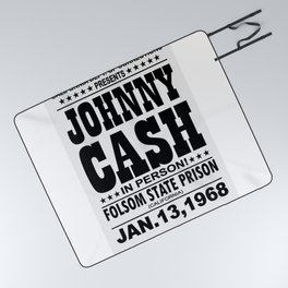 1968 Folsom State Prison Johnny Cash Vintage Tour Poster Picnic Blanket