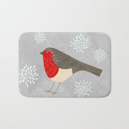 Robin and Snowflakes Bath Mat | Christmas, Wildlife, Robin, Holiday, Illustration, Holidaze, Nature, Birds, Holidays, Robins 