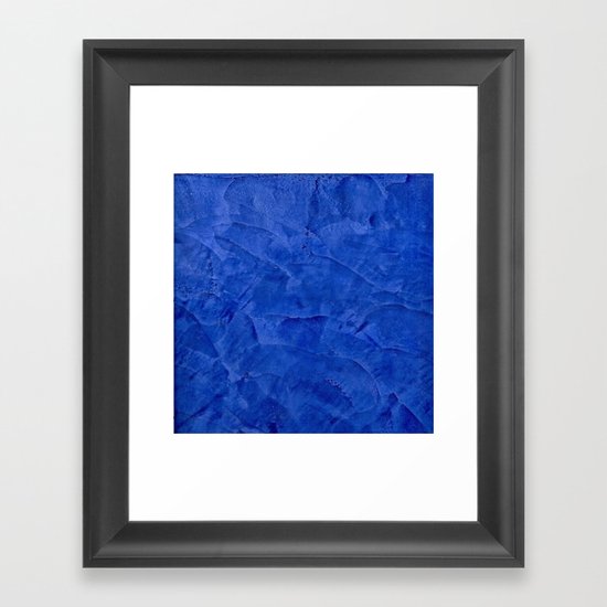 Dark Blue Ombre Burnished Stucco - Rustic Glam Framed Art Print