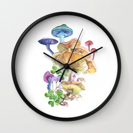 Watercolor mushrooms. Wall Clock