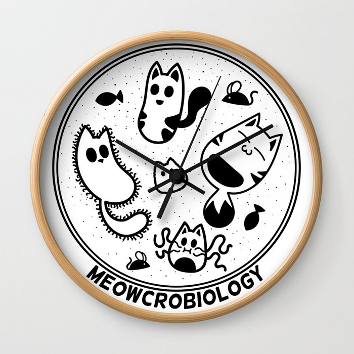 Meowcrobiology Wall Clock