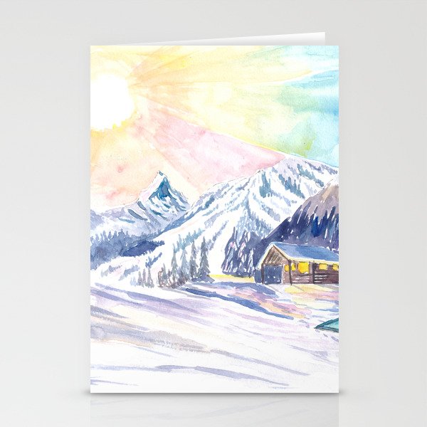 Lonely Winter Hideaway in cozy Mountain Lodge with Outdoor Pool Stationery Cards