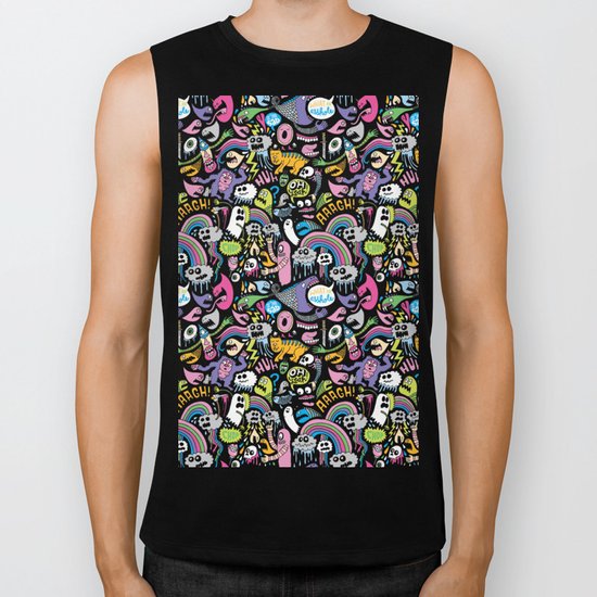 Sad Rainbow Pattern Biker Tank