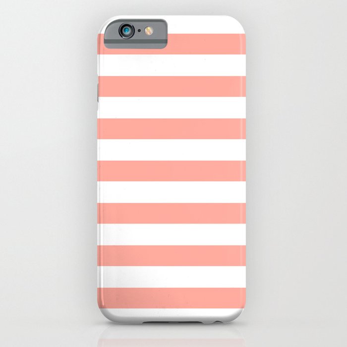 Simply Striped in Salmon Pink and White iPhone Case