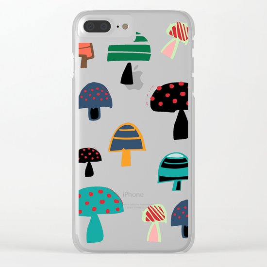 Cute Mushroom Blue Clear iPhone Case