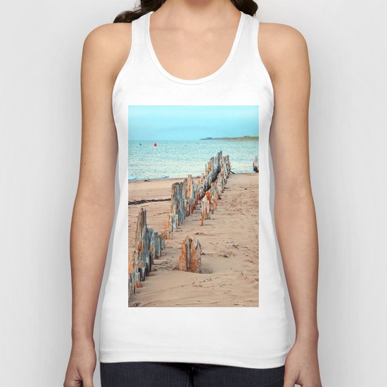 Wharf Remains on the Beach Unisex Tank Top