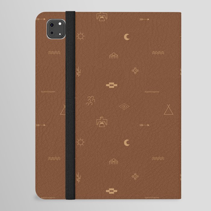 Southwestern Symbolic Pattern in Rust & Tan iPad Folio Case