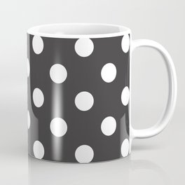 Extra Large White on Dark Grey Polka Dots Coffee Mug