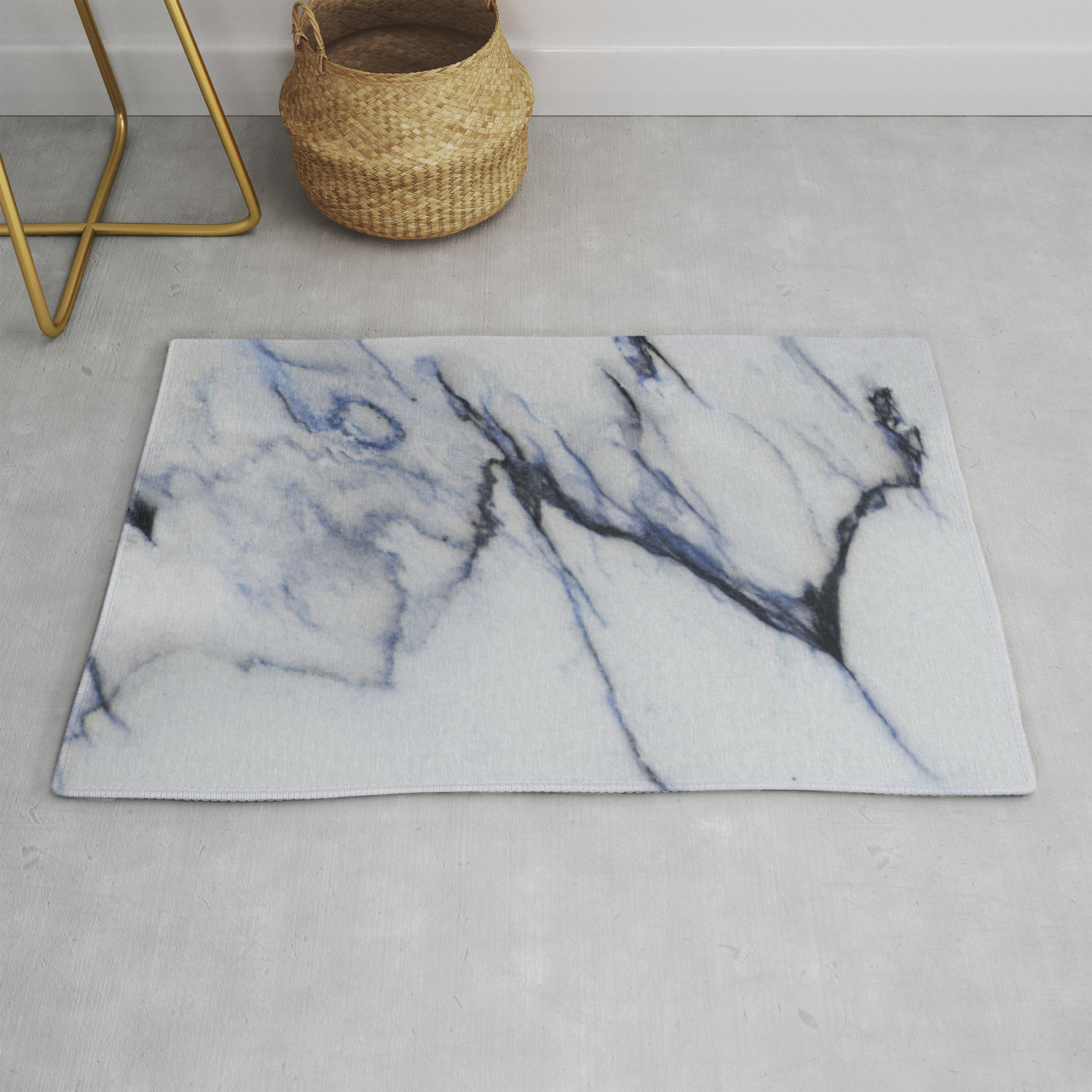 Blue Veins Rug By Nature Magick, Black And Blue Rug