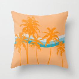 Orange Retro Minimalistic Vintage Palm Tree Design  Throw Pillow