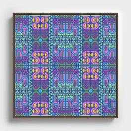 The Crazy Maze 5 | Playful geometry with electric colors  Framed Canvas